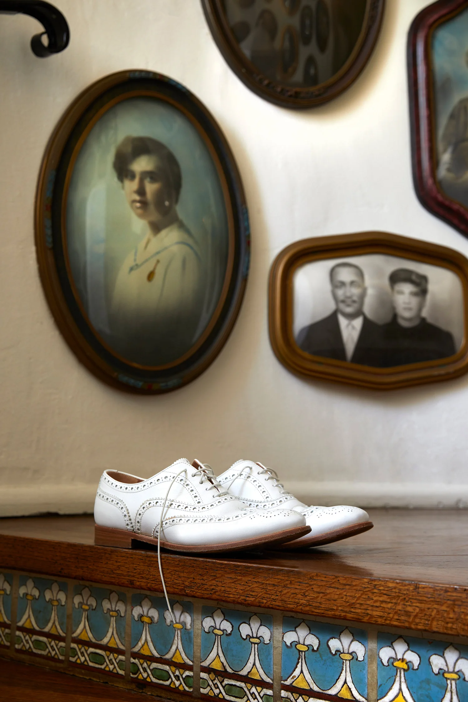 White brogues with vintage portraits
