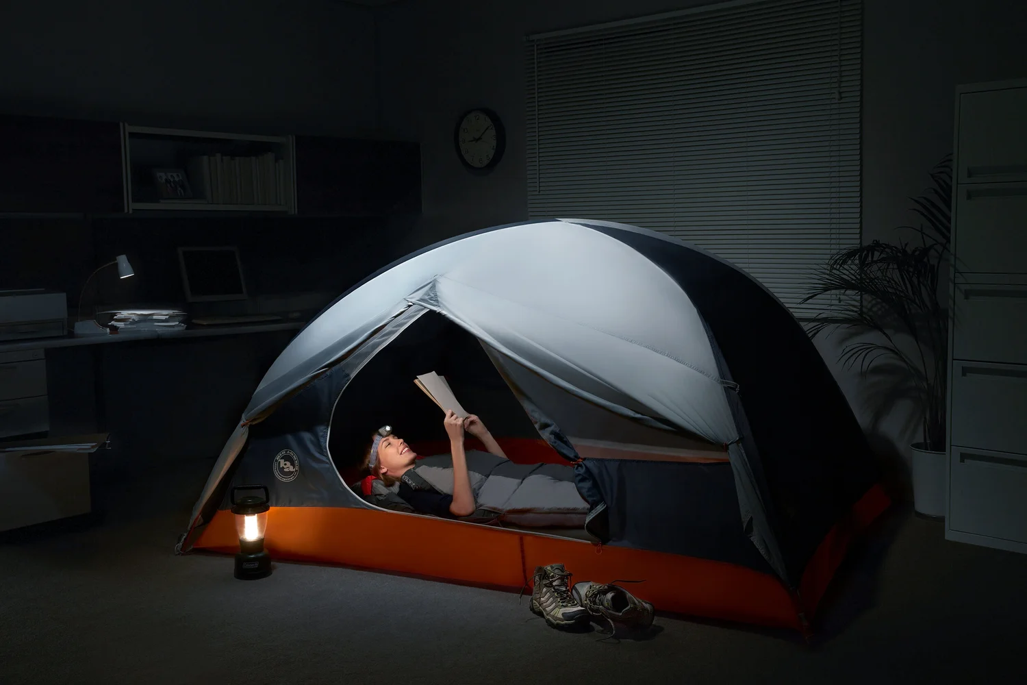 Tent pitched in the office