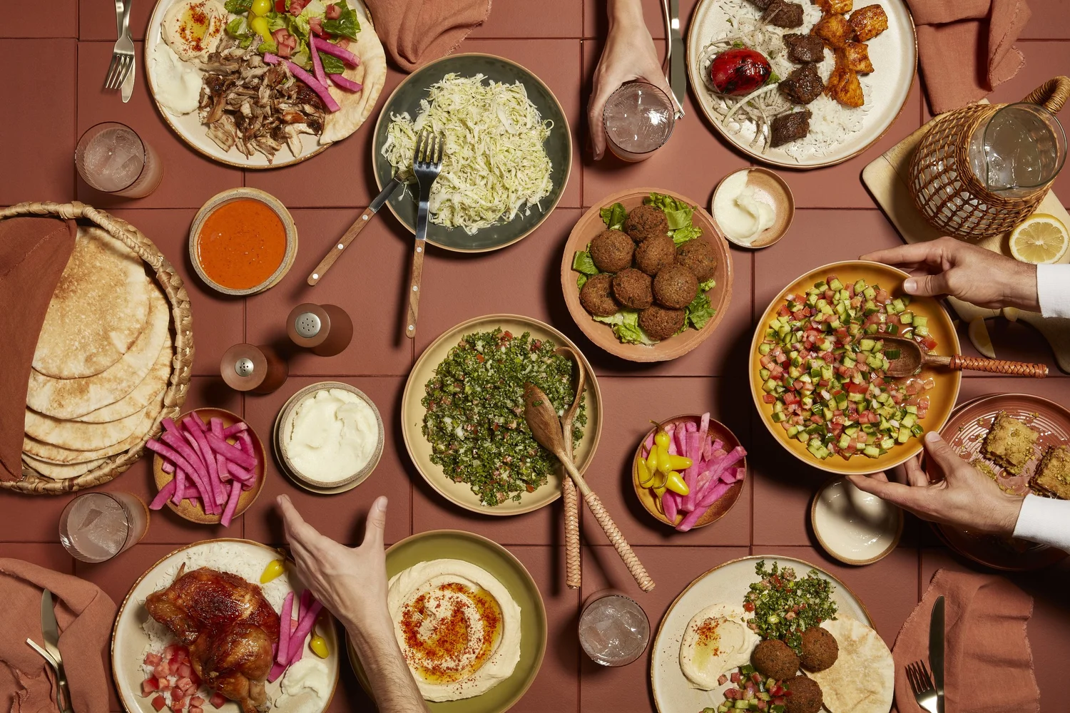 Zankou Chicken table spread